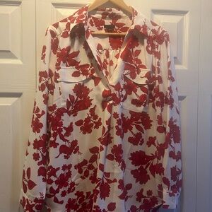 Ann Taylor Red Floral Blouse